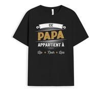 Cadeau Plus T-Shirt Personnalisé - Ce Papy Appartient À - T Shirt personnalisé Papa, Tee Shirt Papi, Tee Shirt Papy Motard, Cadeau Grand-père, Tshirt personnalisé fête des pères (Modèle #3)