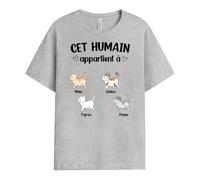 Cadeau Plus T-Shirt Personnalisé - Cet Homme Appartient À - Fan de Chat, Tee Shirt Femme, T-Shirt Homme