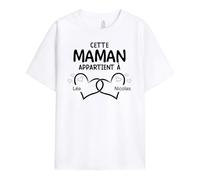 Cadeau Plus T-Shirt Personnalisé - Cette Maman Appartient À Petits Cœurs - Cadeau Fete des Meres Personnalisé, Cadeau Maman Personnalisé, Tee Shirt Fete des Meres, Tshirt Maman