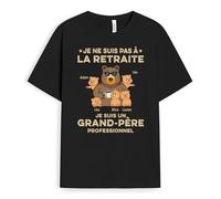 Cadeau Plus T-Shirt Personnalisé - Je Ne suis Pas A La Retraite Papy Ours - Cadeau Fete des Papy Personnalisé, Cadeau Grand Pere Personnalisé, Tee Shirt Personnalisable Papy, T-Shirt Papi (Noir)
