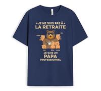 Cadeau Plus T-Shirt Personnalisé - Je Ne suis Pas A La Retraite Papy Ours - Cadeau Fete des Papy Personnalisé, Cadeau Grand Pere Personnalisé, Tee Shirt Personnalisable Papy, T-Shirt Papi (Marine)