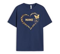 Cadeau Plus T-Shirt Personnalisé - Le Cœur De Mamie Léopard Papillon - Cadeau Fete des Grand Mere Personnalisé, Cadeau Mamie Personnalisé, T-Shirt Mamie, Tee Shirt Personnalisable Mamie