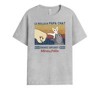 Cadeau Plus T-Shirt Personnalisé - Le Meilleur Papa Chat Demandez Poing - Fan de Chat, Tee Shirt Animaux Homme