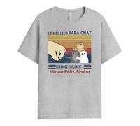 Cadeau Plus T-Shirt Personnalisé - Le Meilleur Papa Chat Demandez Poing - Fan de Chat, Tee Shirt Homme Animaux