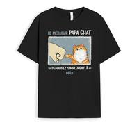Cadeau Plus T-Shirt Personnalisé - Le Meilleur Papa Chat - Tee Shirt Homme Animaux avec Chat