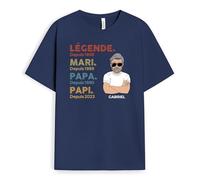 Cadeau Plus T-Shirt Personnalisé - Légende Mari Papa Papi Depuis - Cadeau Fete des Papy Personnalisé, Cadeau Grand Pere Personnalisé, T-Shirt Papi, Tee Shirt Personnalisable Papy