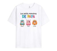 Cadeau Plus T-Shirt Personnalisé - Les Petits Monstres de Papa - Cadeau Fete des Peres Personnalisé, Cadeau Personnalisé Papa, T Shirt Personnalisé Papa