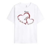 Cadeau Plus T-Shirt Personnalisé - Mamie Double Coeur Rouge - Cadeau Fete des Meres Personnalisé, Cadeau Mamie Personnalisé, T-Shirt Mamie, Tee Shirt Personnalisable Mamie, Tshirt Maman
