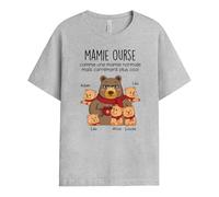 Cadeau Plus T-Shirt Personnalisé - Mamie Ourse Est Une Mamie Normale mais Plus Géniale - Cadeau Fete des Grand Mere Personnalisé, Cadeau Mamie Personnalisé, Tee Shirt Personnalisable Mamie