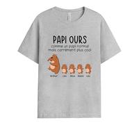 Cadeau Plus T-Shirt Personnalisé - Papi Ours - Cadeau Fete des Papy Personnalisé, Cadeau Grand Pere Personnalisé, T-Shirt Papi, Tee Shirt Personnalisable Papy