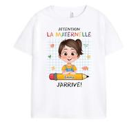 Cadeau Plus T-Shirt Personnalisé Prénom - Attention La Maternelle J'arrive - Cadeau Enfant, t Shirt personnalisé Enfant, Tee Shirt Fille Garcon (FR/ES, Âge, 2 Ans, 10 Ans, Taille Normale, 2)