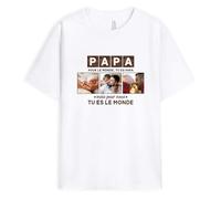 Cadeau Plus T-Shirt Personnalisé Prénom avec Photo - Tu ES Le Monde -Tshirt personnalisé fête des pères (FR/ES, Alpha/Lettres, S, 5TG, Taille Normale, Taille Normale, Modefle #1)