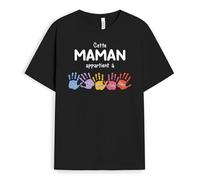 Cadeau Plus T-Shirt Personnalisé Prénom - Ce Papa, Cette Maman Appartient À avec Mains - Tee-Shirt Personnalisé (FR/ES, Alpha/Lettres, S, 5TG, Taille Normale, Taille Normale, 2 Enfants)