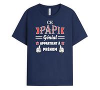 Cadeau Plus T-Shirt Personnalisé Prénom - Ce Papa/Papy Génial Appartient - Cadeau Papy Personnalisé, T Shirt Papi, Tee Shirt Personnalisable Papy, Tee Shirt Homme Humour, Tee Shirt Personnalisé Papa