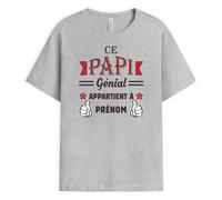 Cadeau Plus T-Shirt Personnalisé Prénom - Ce Papa/Papy Génial Appartient - Cadeau Papy Personnalisé, T Shirt Papi, Tee Shirt Personnalisable Papy, Tee Shirt Homme Humour, Tee Shirt Personnalisé Papa
