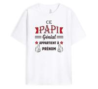 Cadeau Plus T-Shirt Personnalisé Prénom - Ce Papy Génial Appartient - Cadeau Papy Personnalisé, Cadeau Fete des Grand Pere Personnalisé, T Shirt Papi, Tee Shirt Personnalisable Papy, Tee Shirt Papi