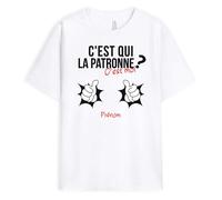 CADEAU PLUS T-Shirt Personnalisé Prénom - C'est Qui La Patronne - Cadeau Collegue de Travail, Cadeau Collegue de Travail Femme, Tshirt Collegue de Travail, Cadeau pour Son Patron, Cadeau Patron Humour