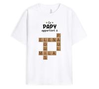 Cadeau Plus T-Shirt Personnalisé Prénom - Cette Mamie Ce Papy Appartient À Version Mots Croisés - Cadeau personnalisé (FR/ES, Alpha/Lettres, S, 5TG, Taille Normale, Taille Normale, Papa/Papy)