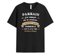 Cadeau Plus T-Shirt Personnalisé Prénom - J'Ai Essayé De Te Trouver Possible mais Tu M'as Déjà - Cadeau Parrain Personnalisé, Cadeau Noel Parrain, Tee Shirt Parrain