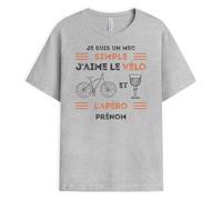 Cadeau Plus T-Shirt Personnalisé Prénom - J'aime Le Vélo Et L'apéro - Cadeau Alcool Homme, T-Shirt Alcool, Tee Shirt Humour Velo, T Shirt Velo, T Shirt Velo Homme, Tee Shirt Homme Vélo