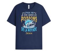 Cadeau Plus T-Shirt Personnalisé Prénom - Je Dois Sauver Les Poissons de La Noyade - Cadeau Pecheur, Cadeau pour Un Pecheur, Cadeau Drôle Secret Santa, Tee Shirt Peche, Tee Shirt Pecheur