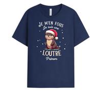 Cadeau Plus T-Shirt Personnalisé Prénom - Je m'En Fous Je suis Une Loutre - Cadeau Humoristique pour Noel, Cadeau Drôle Secret Santa, Tee Shirt Femme Humour, Tshirt Homme Humour, Loutre Tee Shirt