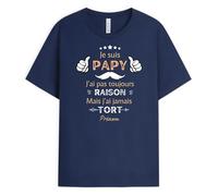 Cadeau Plus T-Shirt Personnalisé Prénom - Je suis Papa Papy J'Ai Jamais Tort - Cadeaux Noel Papi, Cadeau de Noel pour Papa, Cadeau Noel Papy, T Shirt Personnalisé Papa, Tee Shirt Personnalisable Papy