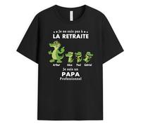 Cadeau Plus T-Shirt Personnalisé Prénom - Je suis Un Papy Crocodile Professionnel - T Shirt personnalisé Papa, Tee Shirt père (FR/ES, Alpha/Lettres, S, 5TG, Taille Normale, Taille Normale, 3 Enfants)