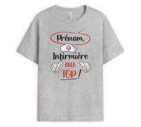 Cadeau Plus T-Shirt Personnalisé Prénom - Je suis Une Infirmière Au Top - Cadeau Infirmiere, Cadeau Infirmiere Femme, Tshirt Collegue De Travail, Tee Shirt Femme Infirmière, T Shirt Infirmière
