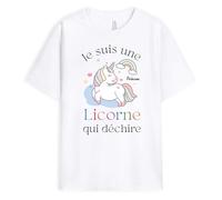 Cadeau Plus T-Shirt Personnalisé Prénom - Je suis Une Licorne Qui Déchire - Tee-Shirt Personnalisé, T Shirt Noel, Tee Shirt Femme Personnalisable, Tshirt Licorne Femme, Tee Shirt Humour Licorne