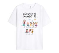 Cadeau Plus T-Shirt Personnalisé Prénom - La Bande À Mamie Papy Version Dessin Au Crayon De Couleur - Tee Shirt Papi (FR/ES, Alpha/Lettres, S, 5TG, Taille Normale, Taille Normale, 7 Enfants)