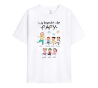 Cadeau Plus T-Shirt Personnalisé Prénom - La Bande À Mamie Papy Version Dessin Au Crayon De Couleur - Tee Shirt Papi (FR/ES, Alpha/Lettres, S, 5TG, Taille Normale, Taille Normale, 6 Enfants)