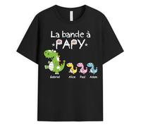 Cadeau Plus T-Shirt Personnalisé Prénom - La Bande À Papy Dinosaures - T-Shirt Mamie, Tee Shirt Papi, t Shirt Papa (FR/ES, Alpha/Lettres, S, 5TG, Taille Normale, Taille Normale, 6 Enfants)