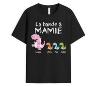 Cadeau Plus T-Shirt Personnalisé Prénom - La Bande À Papy Dinosaures - T-Shirt Mamie, Tee Shirt Papi, t Shirt Papa (FR/ES, Alpha/Lettres, S, 5TG, Taille Normale, Taille Normale, 2 Enfants)