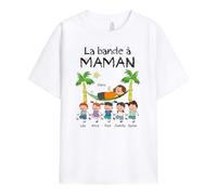 Cadeau Plus T-Shirt Personnalisé Prénom - La Bande À Papy, Mamie avec Ses Petits Enfants - Tee-Shirt Personnalisé (FR/ES, Alpha/Lettres, S, 5TG, Taille Normale, Taille Normale, 5 Enfants)