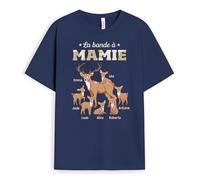 Cadeau Plus T-Shirt Personnalisé Prénom - La Bande À Papy, Mamie Cerf Version Carte - Tee-Shirt Personnalisé (FR/ES, Alpha/Lettres, S, 5TG, Taille Normale, Taille Normale, 6 Enfants)
