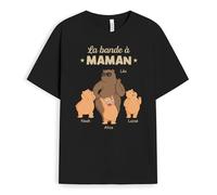 Cadeau Plus T-Shirt Personnalisé Prénom - La Bande À Papy, Mamie Ours Malin - Tee-Shirt Personnalisé (FR/ES, Alpha/Lettres, S, 5TG, Taille Normale, Taille Normale, 3 Enfants)