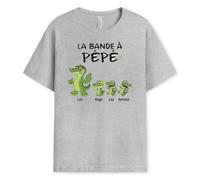 Cadeau Plus T-Shirt Personnalisé Prénom - La Bande À Papy, Mamie Version Crocodiles en Pastel - Tee-Shirt Personnalisé (FR/ES, Alpha/Lettres, S, 5TG, Taille Normale, Taille Normale, 3 Enfants)