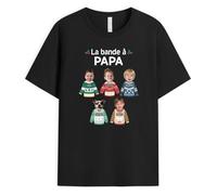Cadeau Plus T-Shirt Personnalisé Prénom - La Bande À Papy Version Tshirt avec Visages - T Shirt Papa, Tee Shirt Papi (FR/ES, Alpha/Lettres, S, 5TG, Taille Normale, Taille Normale, 3 Membres)
