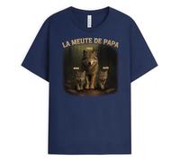 Cadeau Plus T-Shirt Personnalisé Prénom - La Meute De Papa - T Shirt personnalisé Papa, Cadeau fête des pères personnalisé (FR/ES, Alpha/Lettres, S, 5TG, Taille Normale, Taille Normale, 2 Enfants)