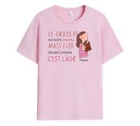 Cadeau Plus T-Shirt Personnalisé Prénom - Le Chocolat Notre Ennemi - Cadeau Humoristique, Cadeau Rigolo Femme, Tee Shirt Humour, Tee Shirt Femme Humour, T Shirt Drole, Tee Shirt Humour Femme