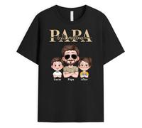 Cadeau Plus T-Shirt Personnalisé Prénom - Le Meilleur Papa Soldat Cool - T Shirt personnalisé Papa, Tee Shirt père (FR/ES, Alpha/Lettres, S, 5TG, Taille Normale, Taille Normale, 2 Enfants)