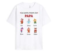 Cadeau Plus T-Shirt Personnalisé Prénom - Les Petits Trésors De Papy, Papa, Maman, Mamie Version Noël - Cadeau Noel Papi Et Mamie, Cadeau Maman Noel, Cadeau Noel Papa, Tshirt Personnalisé
