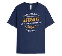 Cadeau Plus T-Shirt Personnalisé Prénom - Libéré Délivré Retraité - Cadeau Retraite, Cadeau Depart Retraite Humoristique, Idée Cadeau Retraite Original, Tee Shirt Retraite, Tshirt Retraite
