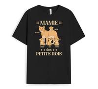 Cadeau Plus T-Shirt Personnalisé Prénom - Maman des Petits Rois Version Tigres - Tee-Shirt Personnalisé, Tee Shirt Femme (FR/ES, Alpha/Lettres, S, 5TG, Taille Normale, Taille Normale, 4 Enfants)