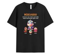 Cadeau Plus T-Shirt Personnalisé Prénom - Mamiesaurus comme Normal mais Plus Géniale - Cadeau Maman personnalisé, T Shirt Mamie, t-Shirt Papi (3 Enfants)