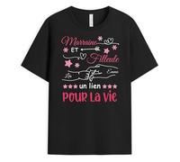 Cadeau Plus T-Shirt Personnalisé Prénom - Marraine et Filleul(e) Un Lien pour La Vie - Cadeau Parrain Marraine Bapteme, Cadeau Marraine Noel, Cadeau Marraine Personnalisé, Tshirt Marraine