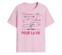 Cadeau Plus T-Shirt Personnalisé Prénom - Marraine et Filleul(e) Un Lien pour La Vie - Cadeau Parrain Marraine Bapteme, Cadeau Marraine Noel, Cadeau Marraine Personnalisé, Tshirt Marraine