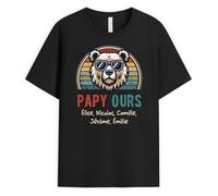 Cadeau Plus T-Shirt Personnalisé Prénom - Papy Ours, Papy Ours Et Ses Enfant - Cadeau Noel, Cadeau Papy Personnalisé, Cadeau Papa Personnalisé, Tee Shirt Papi, Tee Shirt Personnalisable Papy