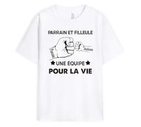 Cadeau Plus T-Shirt Personnalisé Prénom - Parrain Et Filleule Une Équipe pour La Vie - Cadeau Parrain Bapteme, Cadeau Parrain Personnalisé, Tee Shirt Parrain, Parrain T Shirt, Parrain Tee Shirt